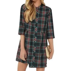 New Tuckernuck Highland Plaid Royal ½ Sleeve Shirt Dress Women’s Small 1514-U